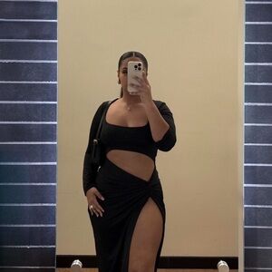 Cut out black maxi dress